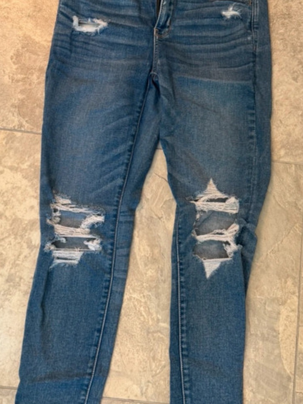 American Eagle Outfitters Ripped Blue Skinny Jeans